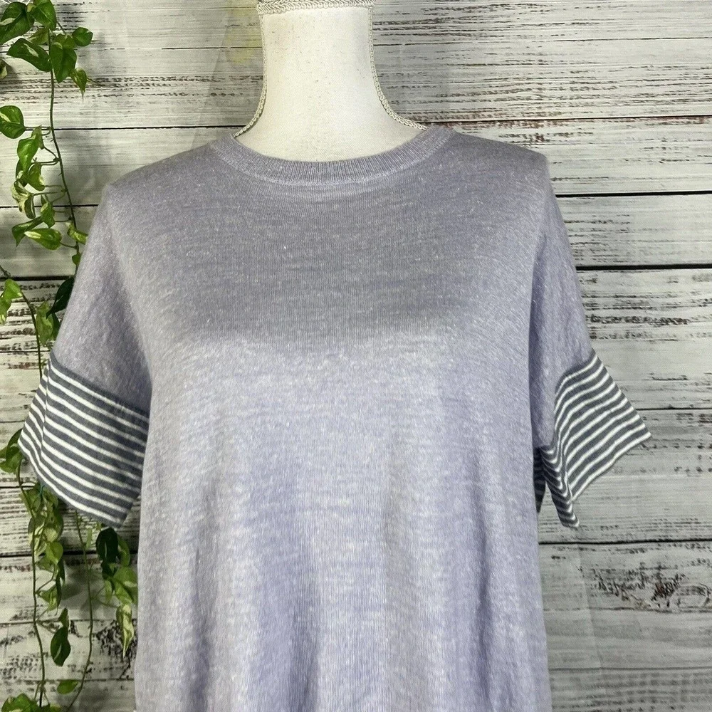 J Crew Sweater Shirt size XXS Purple Lilac Wool Lilac Striped College School